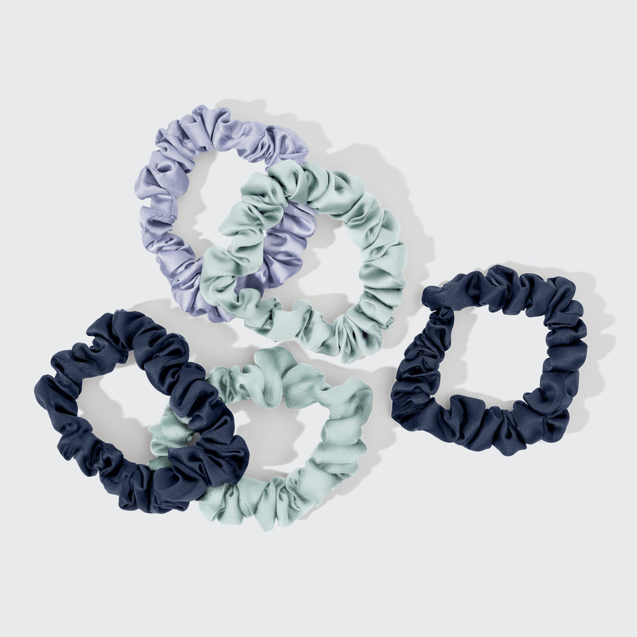 Ruffad satin scrunchies 5 st Set - Garden Bouquet