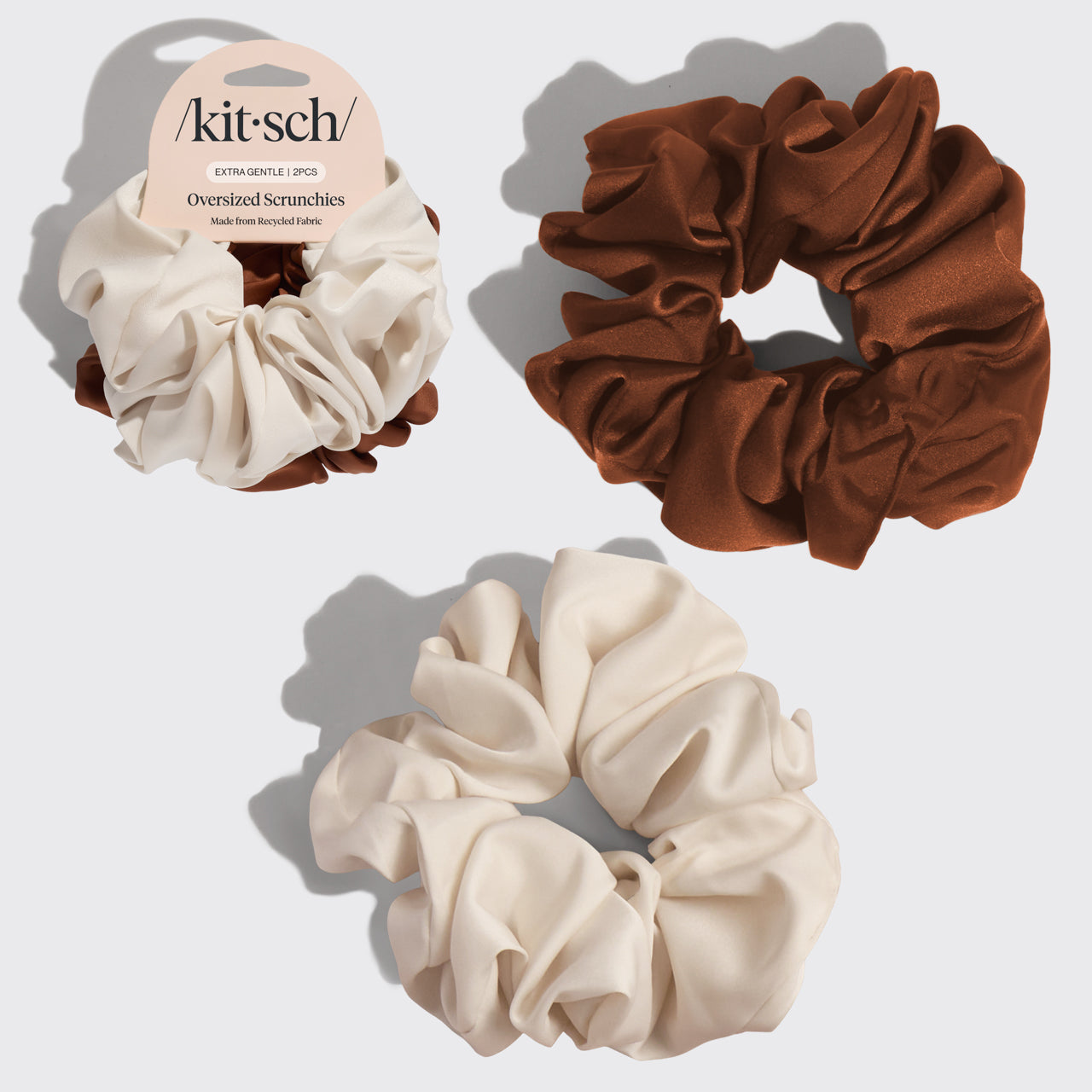 Cream & Camel Oversized Scrunchies