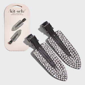 Set di 2 fermagli antipiega con strasss