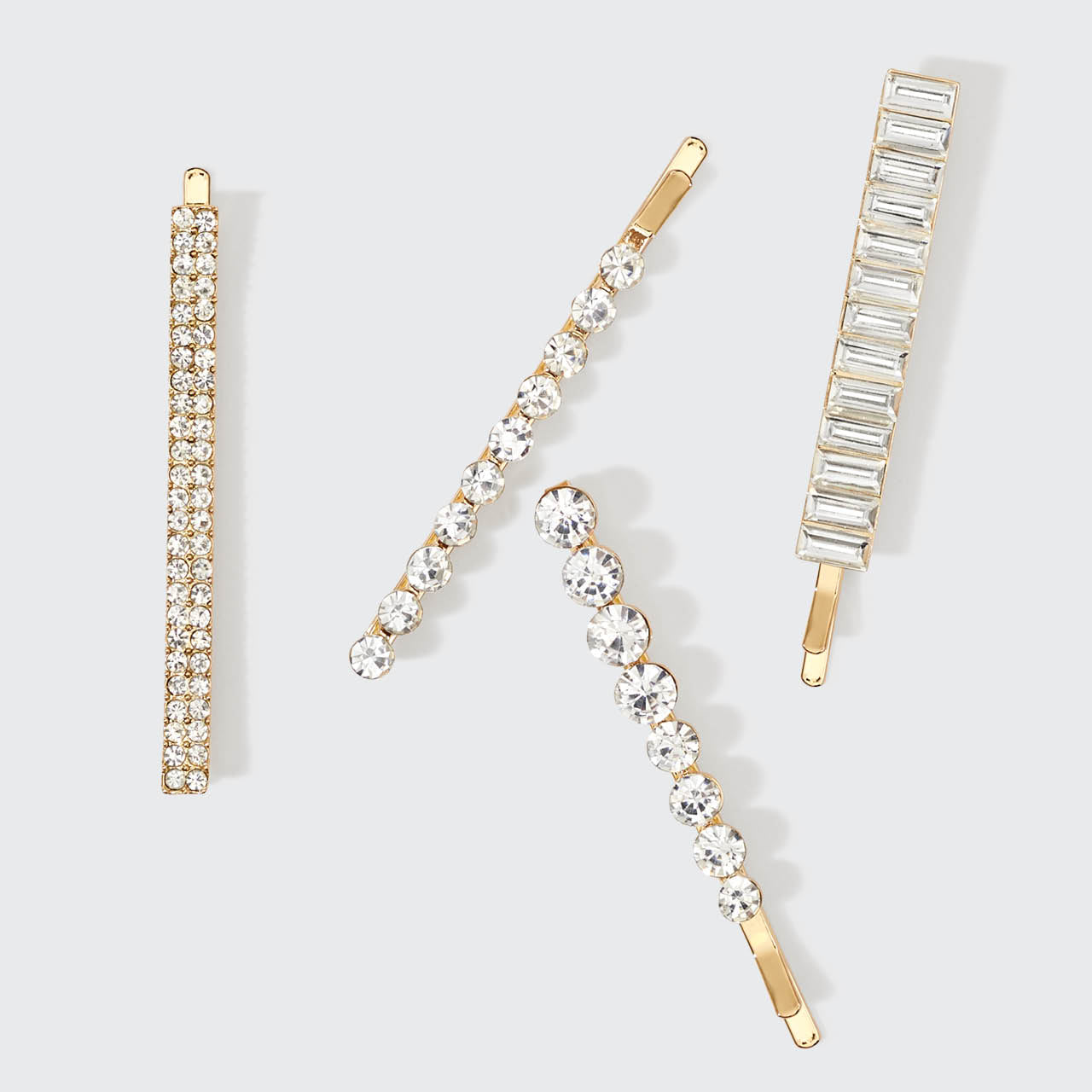 Set di 4 forcine assortite con strass metallici - Oro