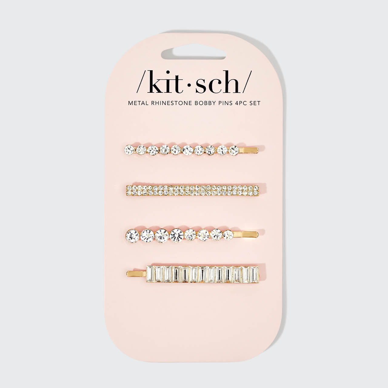 Set di 4 forcine assortite con strass metallici - Oro