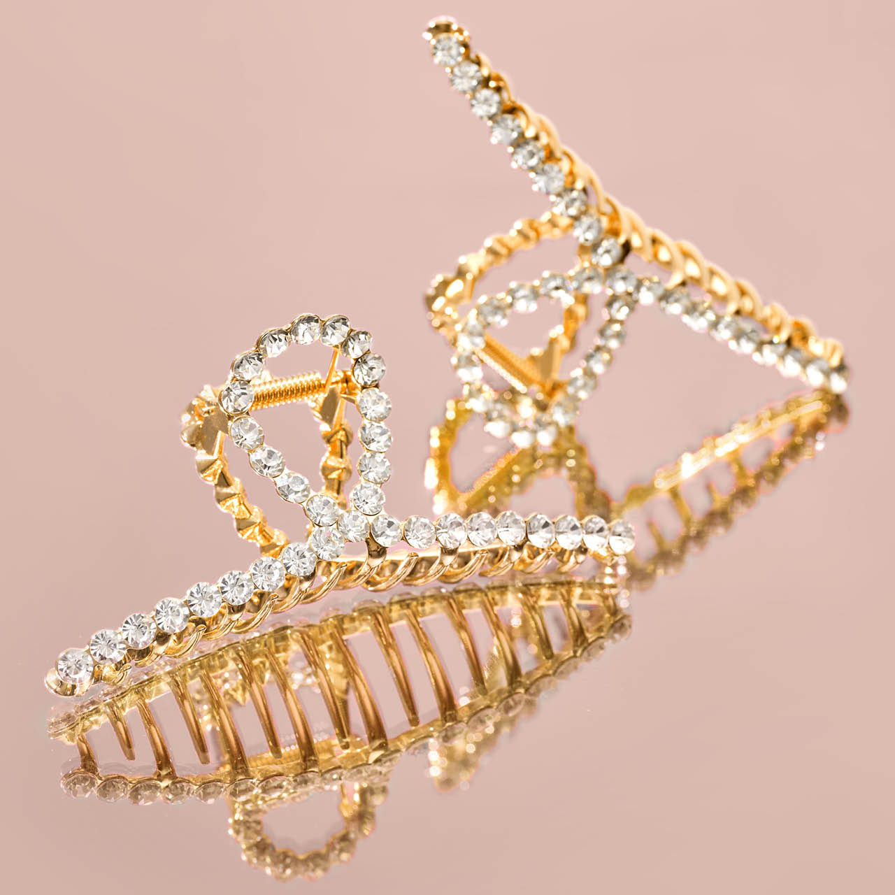 Clip ad anello con strass in metallo dorato