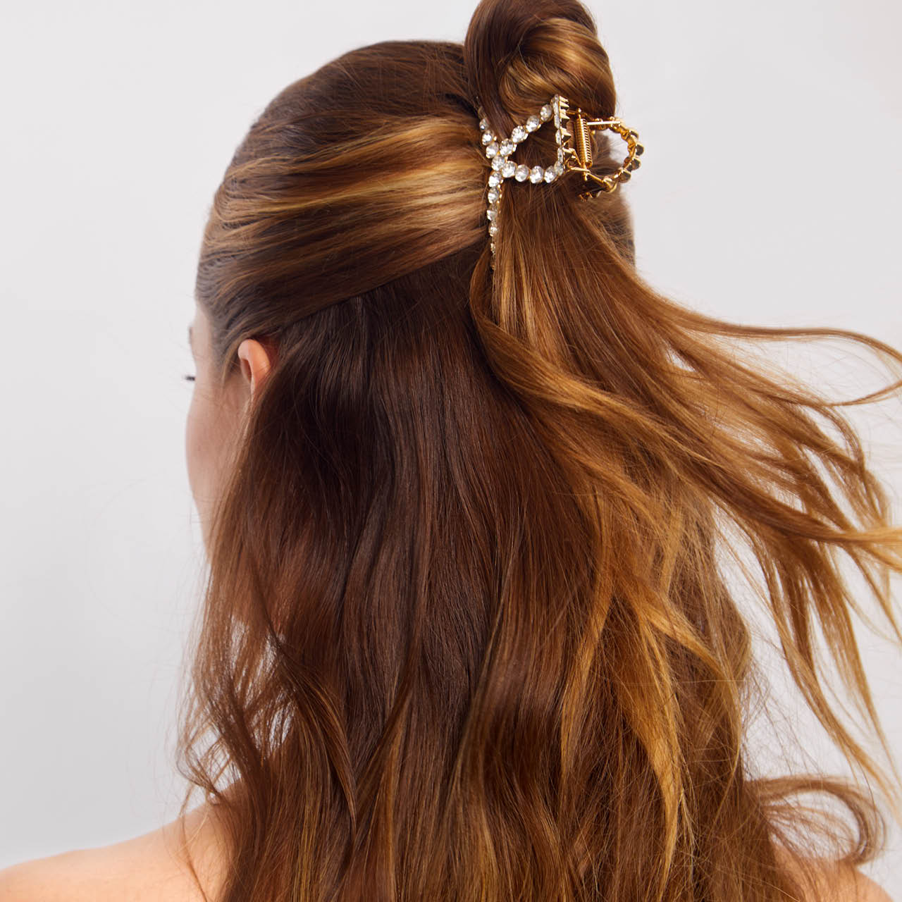Clip ad anello con strass in metallo dorato