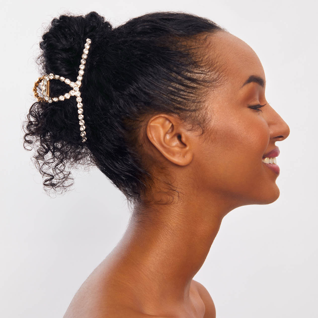 Clip ad anello con strass in metallo dorato