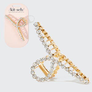 Clip ad anello con strass in metallo dorato