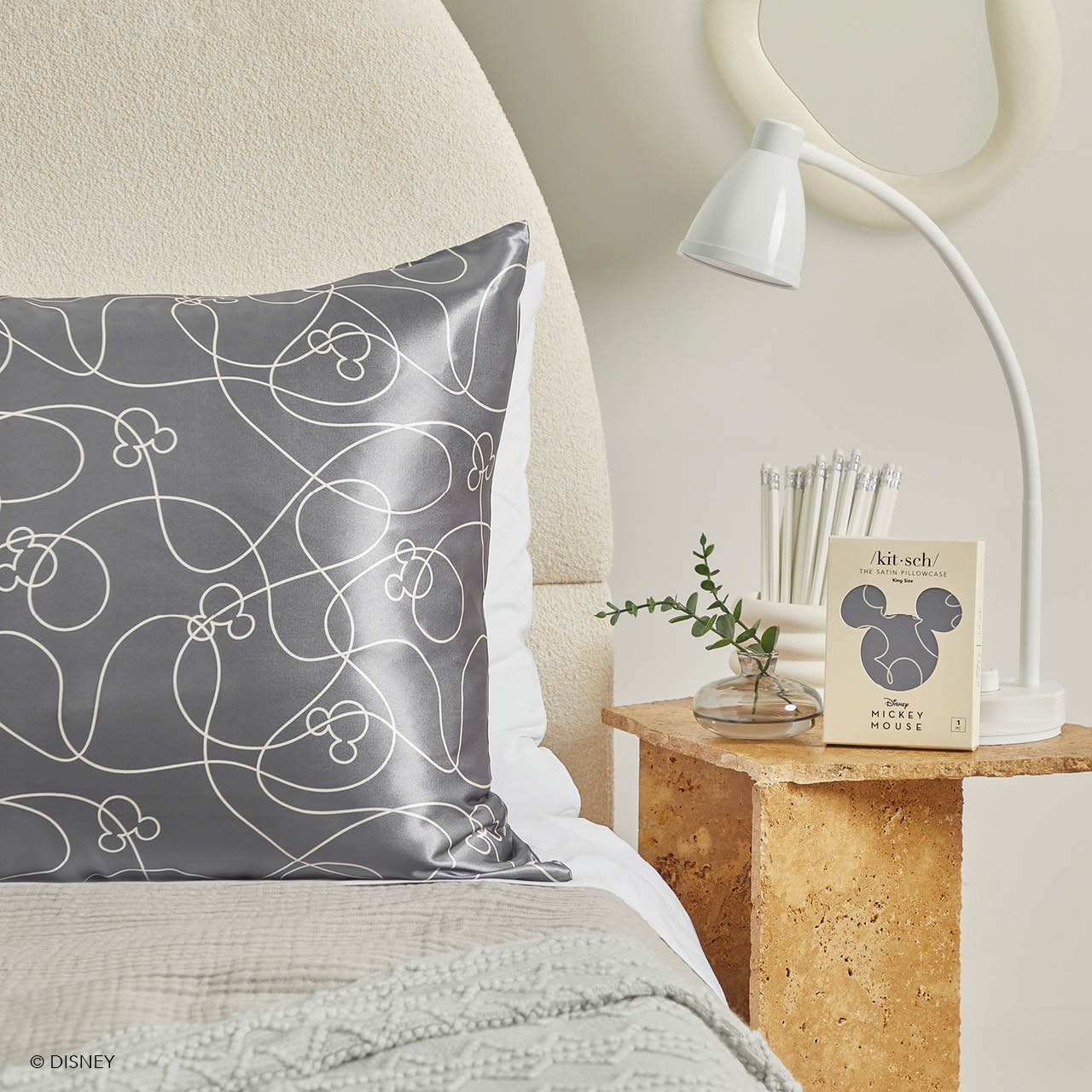 Kitsch x Mickey y Minnie funda de almohada de satén Mickey Laberinto - King