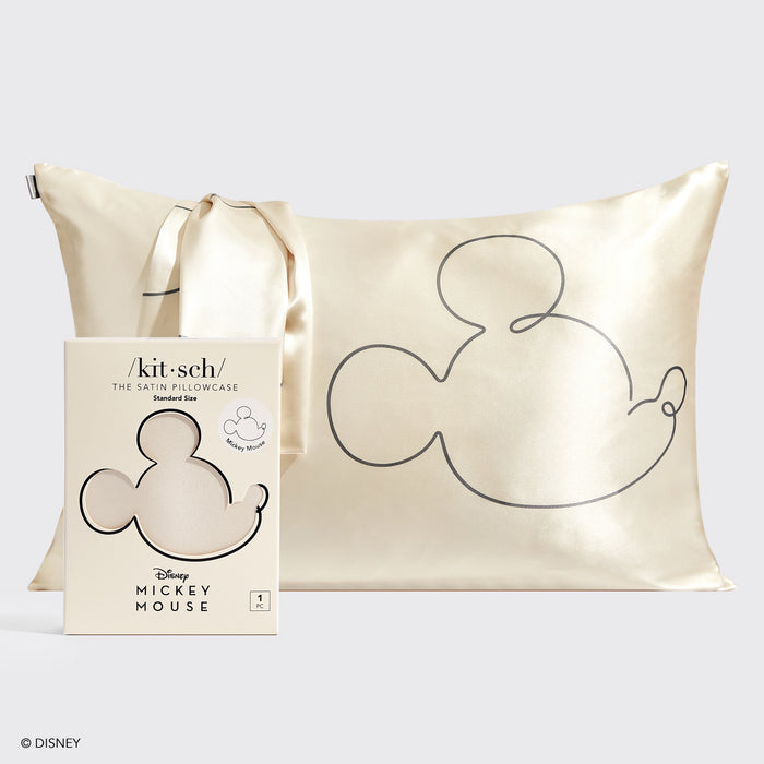 غطاء وسادة ساتان من Kitsch & Mickey and Minnie، مقاس قياسي، Mr. Mouse - كريمي