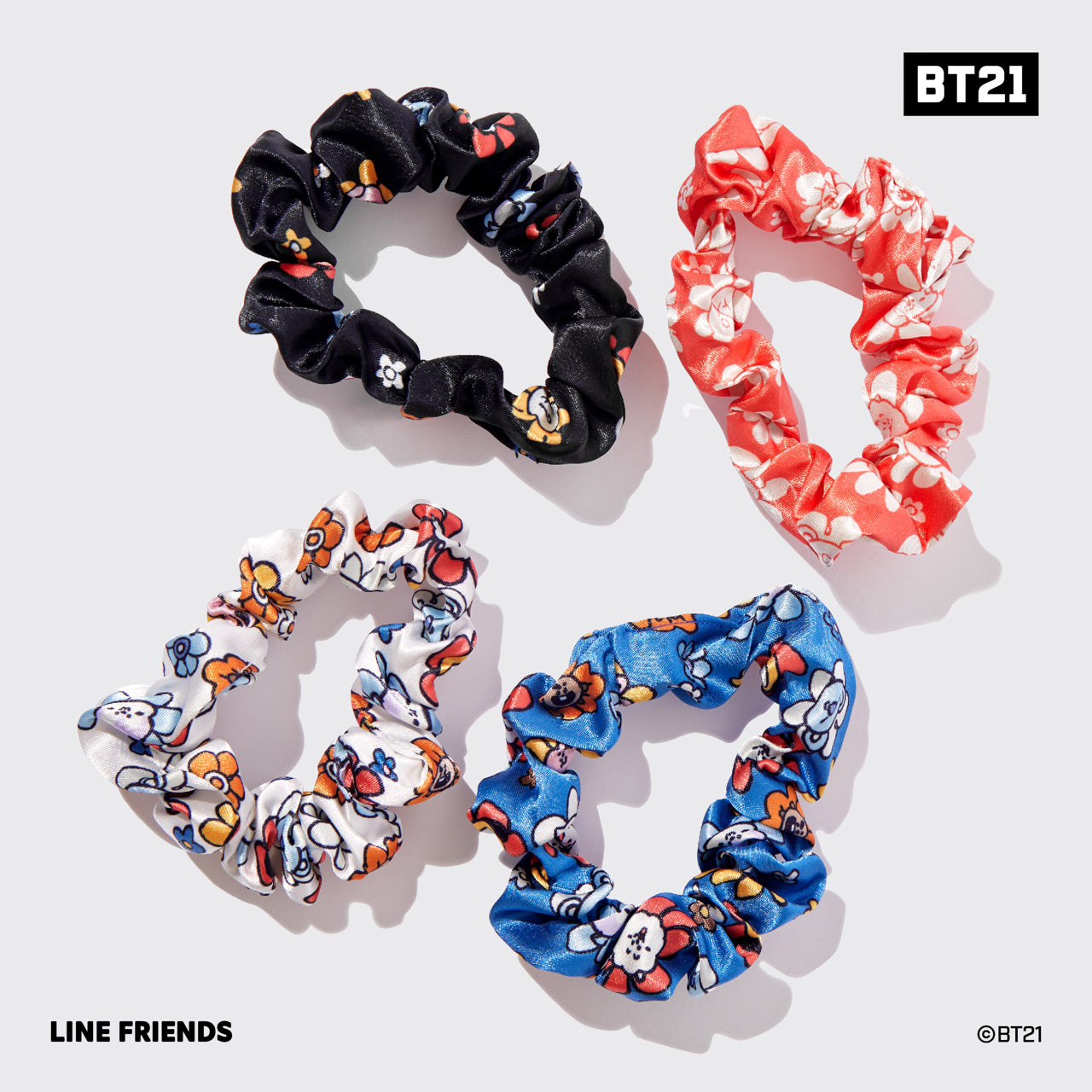 Kitsch x BT21 Set da 4 pezzi di scrunchies per il sonno in raso