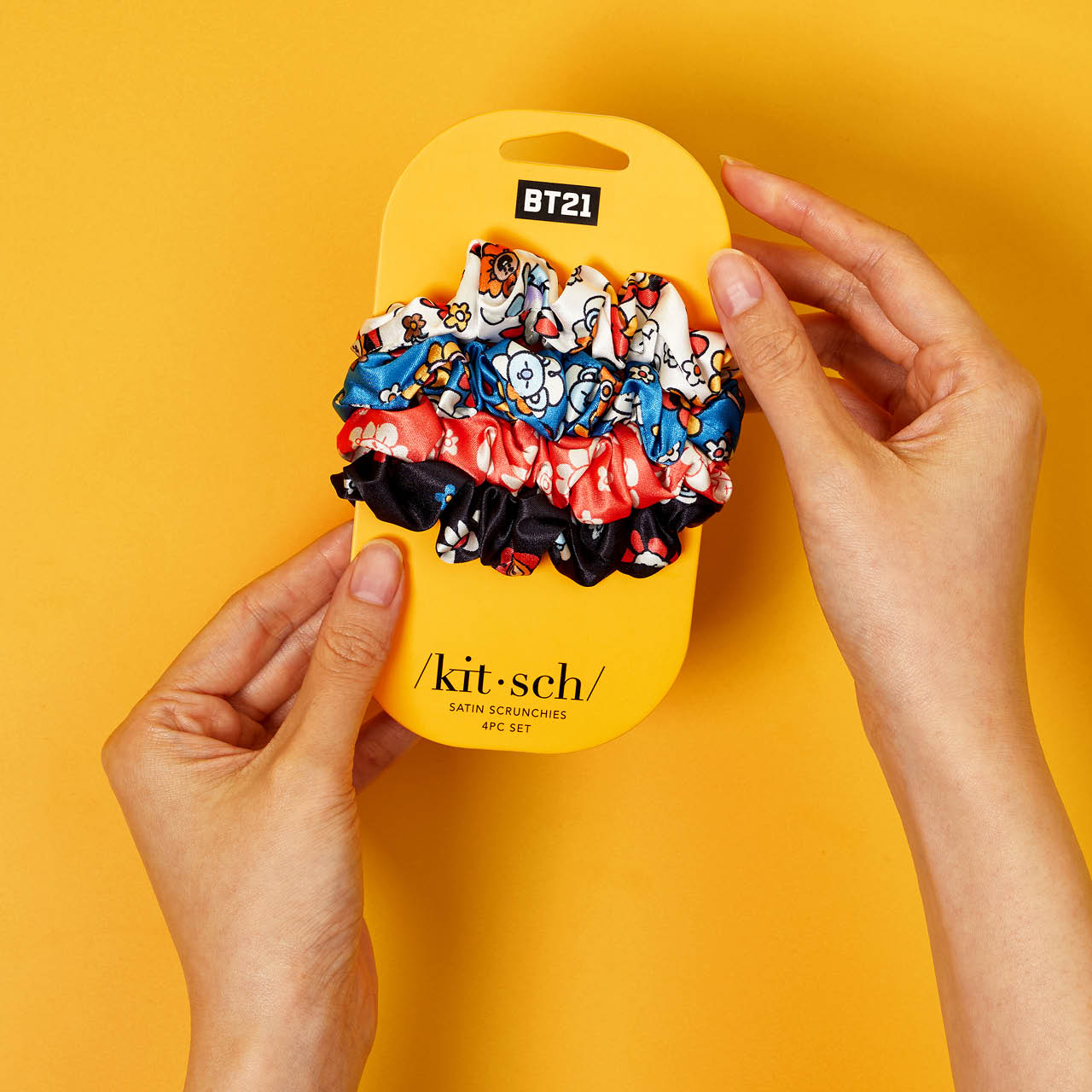 Kitsch x BT21 Set da 4 pezzi di scrunchies per il sonno in raso