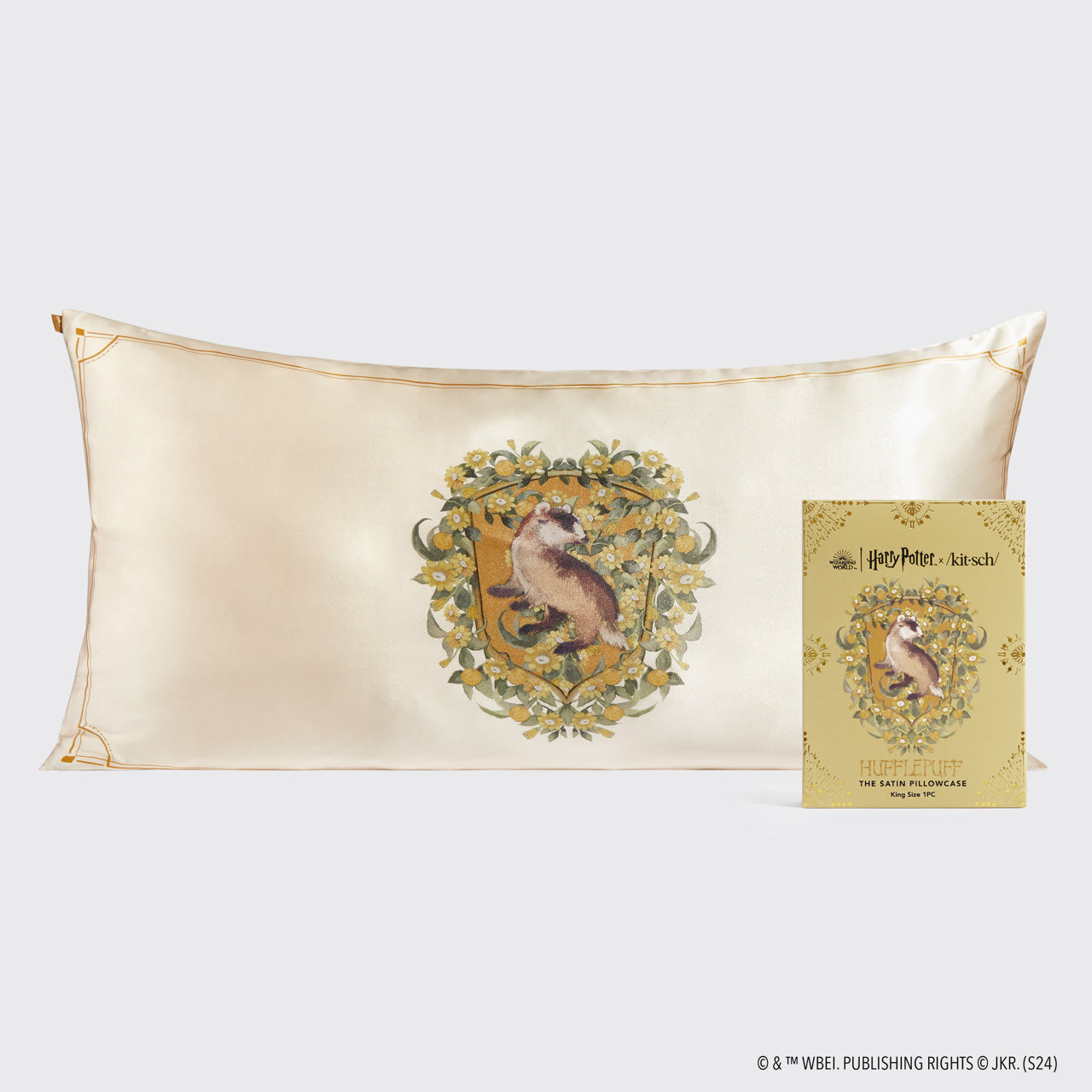 Kitsch x Harry Potter Funda de Almohada de Satén Hufflepuff - King