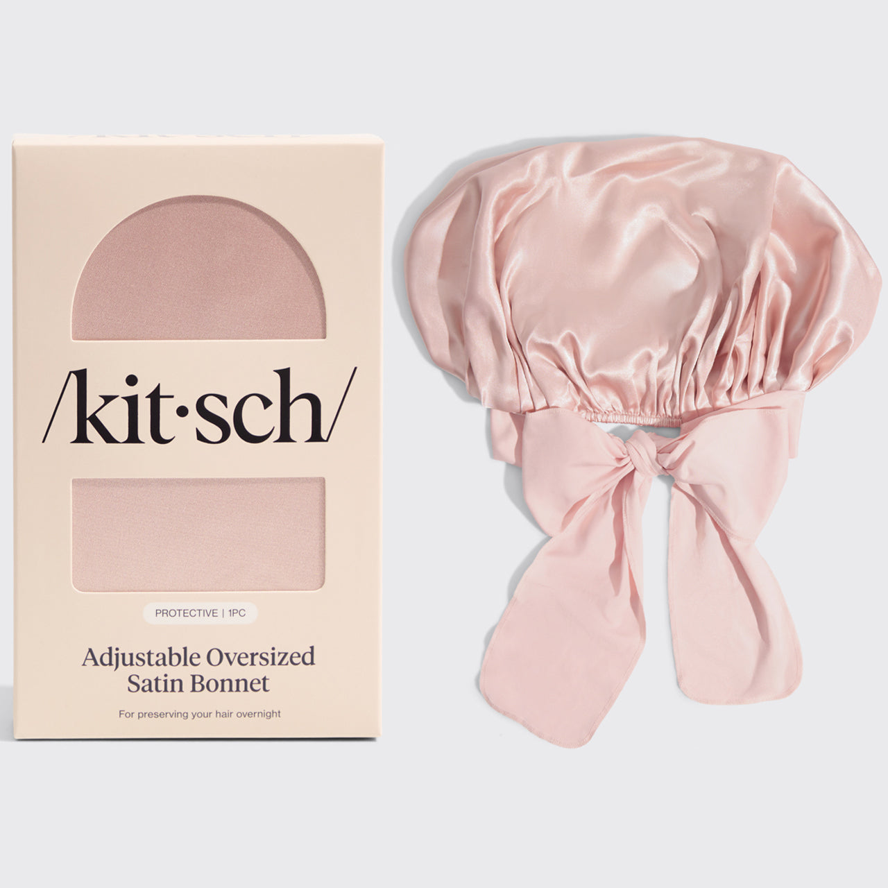 Cuffia da doccia foderata in raso + cuffietta in raso oversize Blush