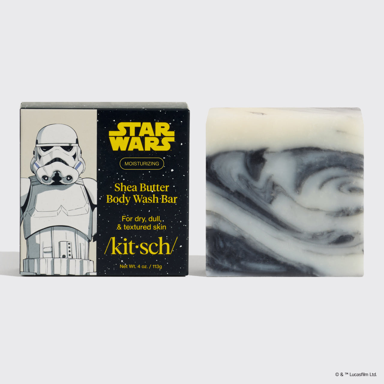 Star Wars™ & Kitsch Bagnoschiuma solido idratante al burro di karité - Stormtrooper Swirl