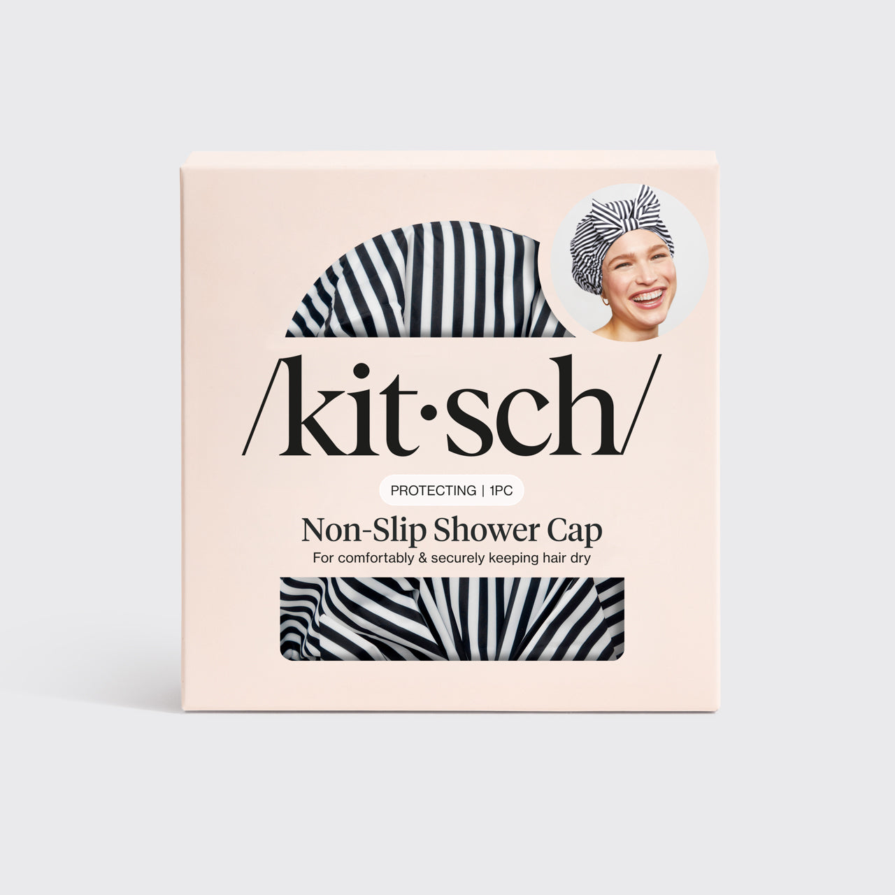 قبعة استحمام فاخرة من البوليستر المعاد تدويره - مخططة