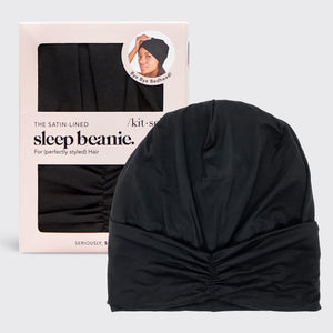 Black Satin-lined Sleep Beanie