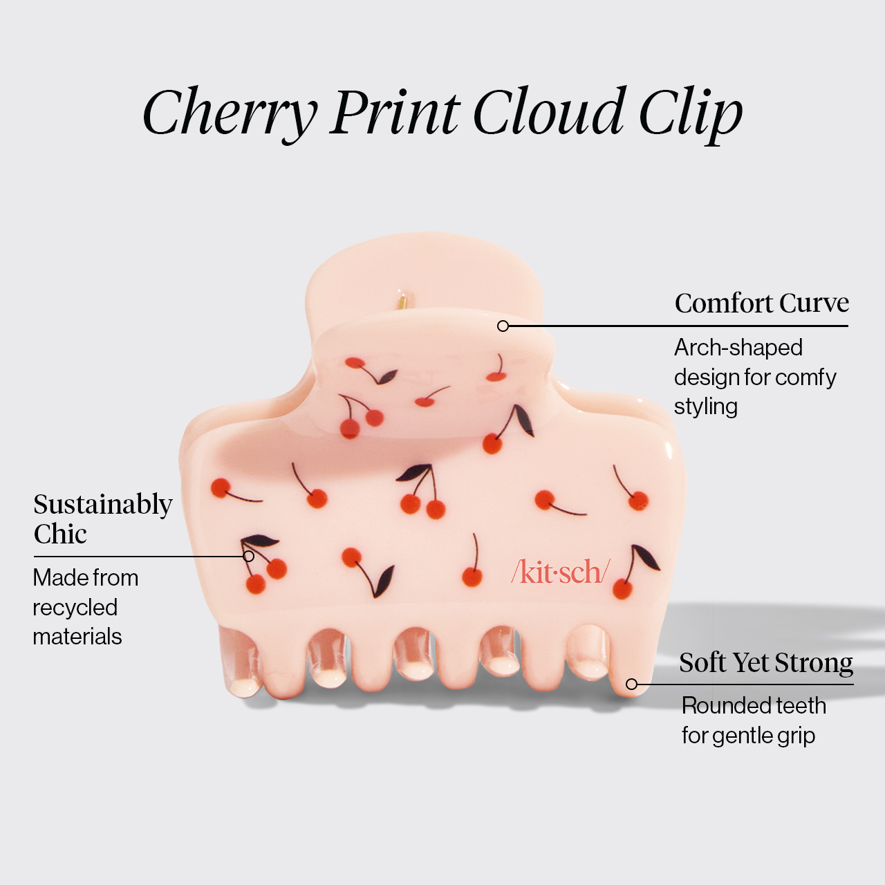 Cherry Print Cloud Claw Clip - Medium