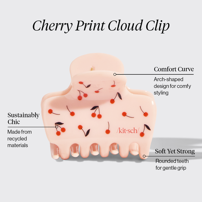 Cherry Print Cloud Claw Clip - Medium