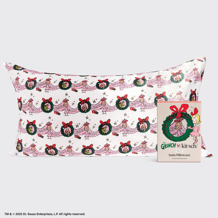 The Grinch x Kitsch Satin Pillowcase in Cindy Lou Who - King
