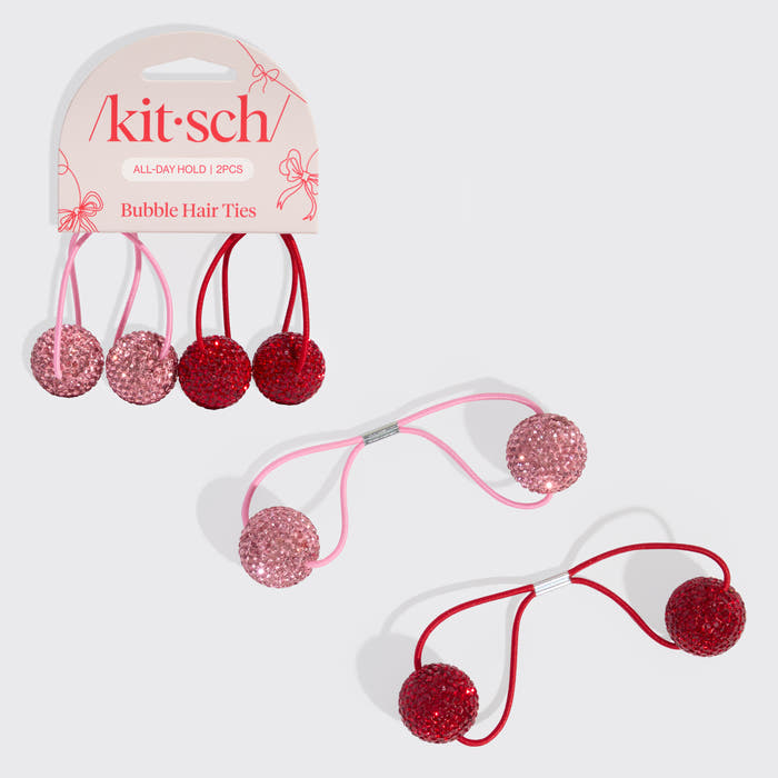 Elastici per capelli Bubble rossi e rosa