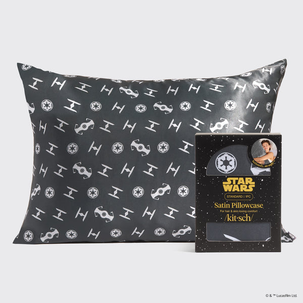 Star Wars™ x Kitsch Satin Pillowcase with iconic Star Wars character pattern and retail packaging — Standard — hero