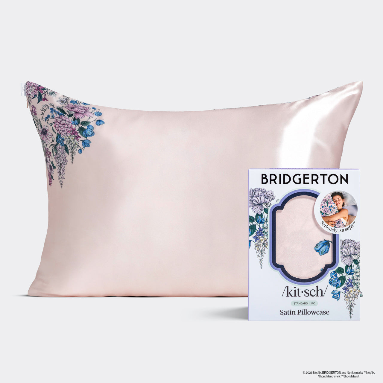 Bridgerton x Kitsch Satin Pillowcase in Wisteria