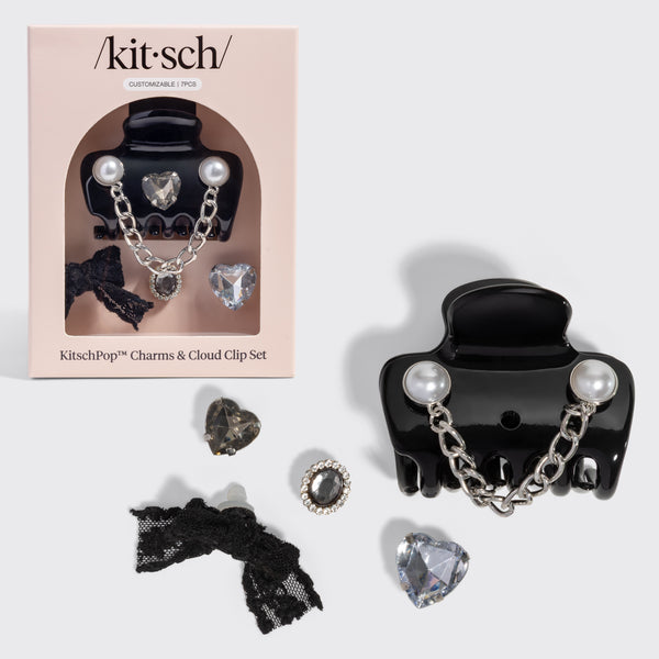 KitschPop Vintage Black Cloud Clip & Charms Set - hero product shot