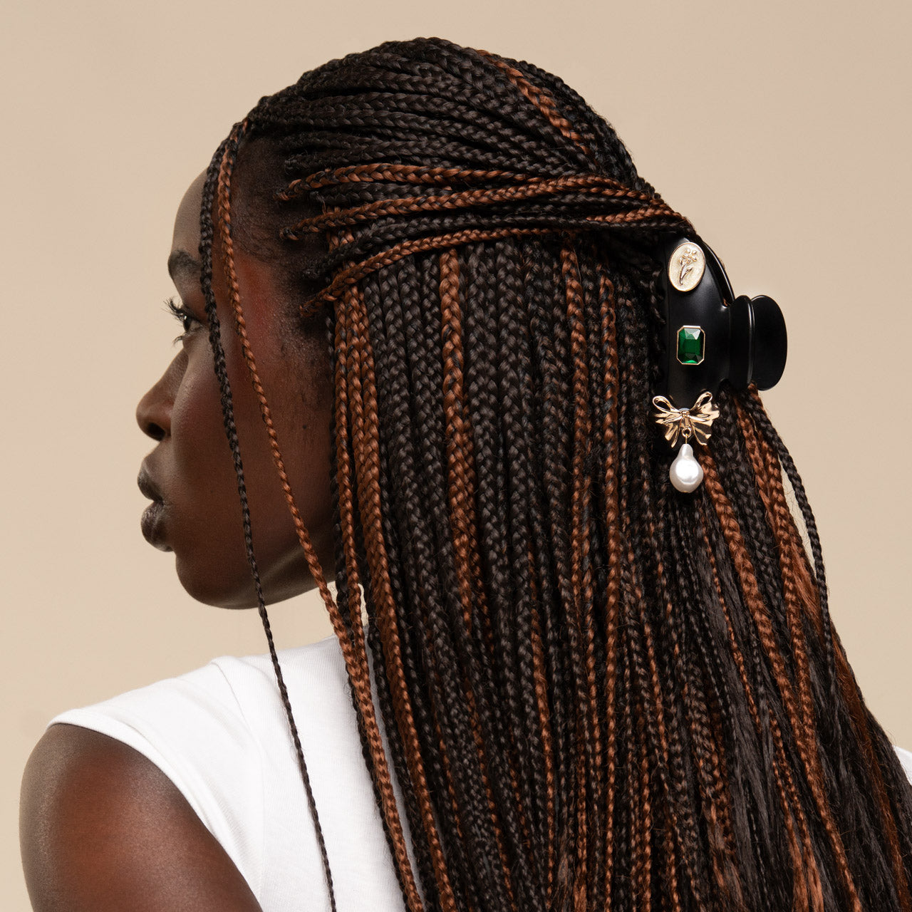 KitschPop™️ Curved Claw Clip & Charms in Vintage Black