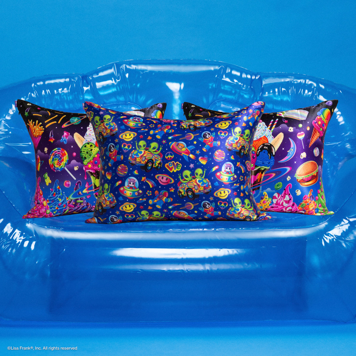 Lisa Frank x Kitsch Satin Pillowcases in Zoomer & Zorbit and Saturn Sundae - group product shot