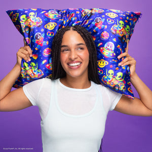 Lisa Frank x Kitsch Satin Pillowcase in Zoomer & Zorbit - on-model lifestyle