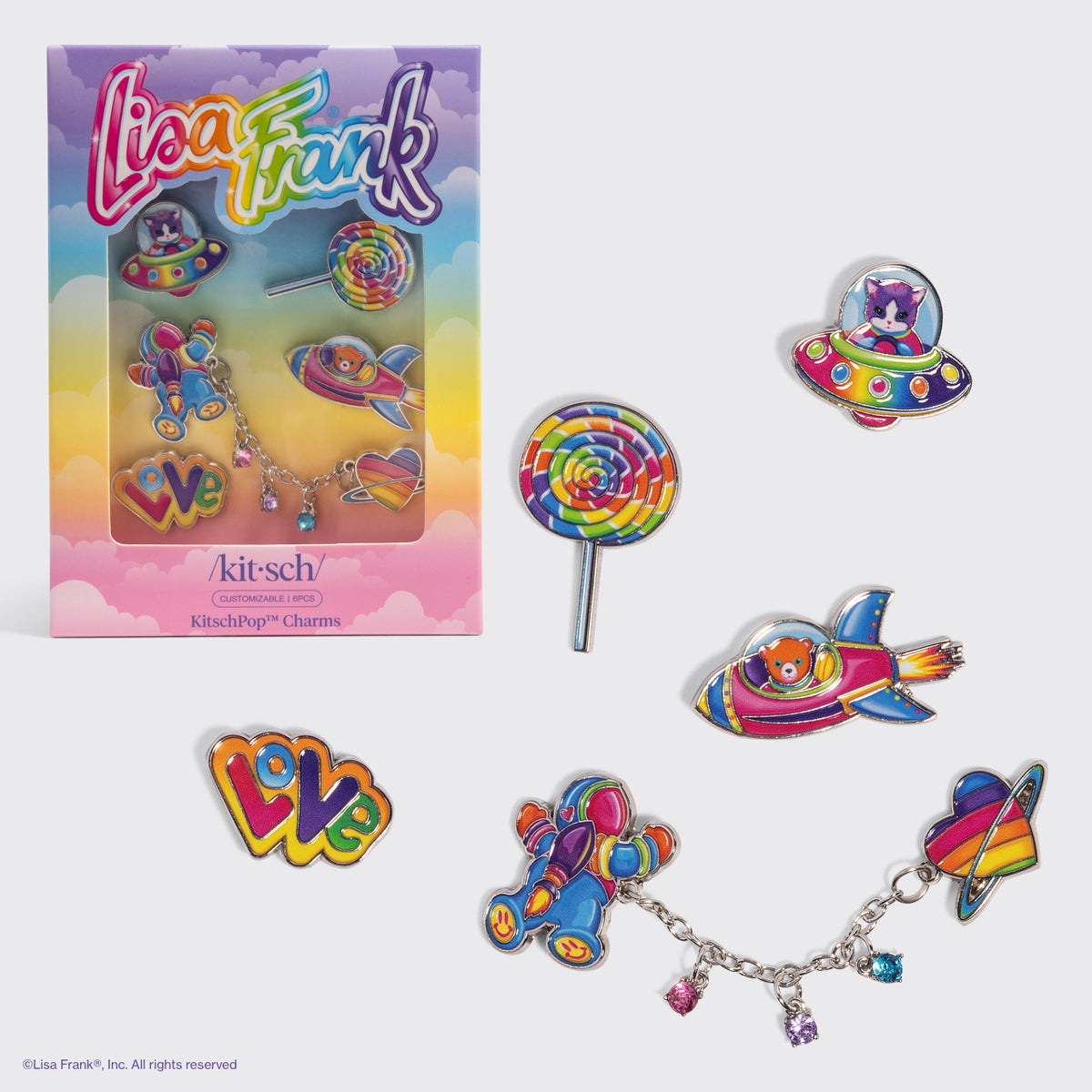 Lisa Frank x Kitsch KitschPop Charms Collection 6pc Set in Fantastic World of Lisa Frank - hero product shot