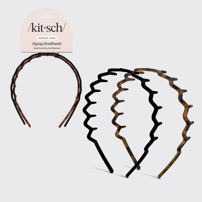 Zig Zag Headband 2pc- Black & Tort
