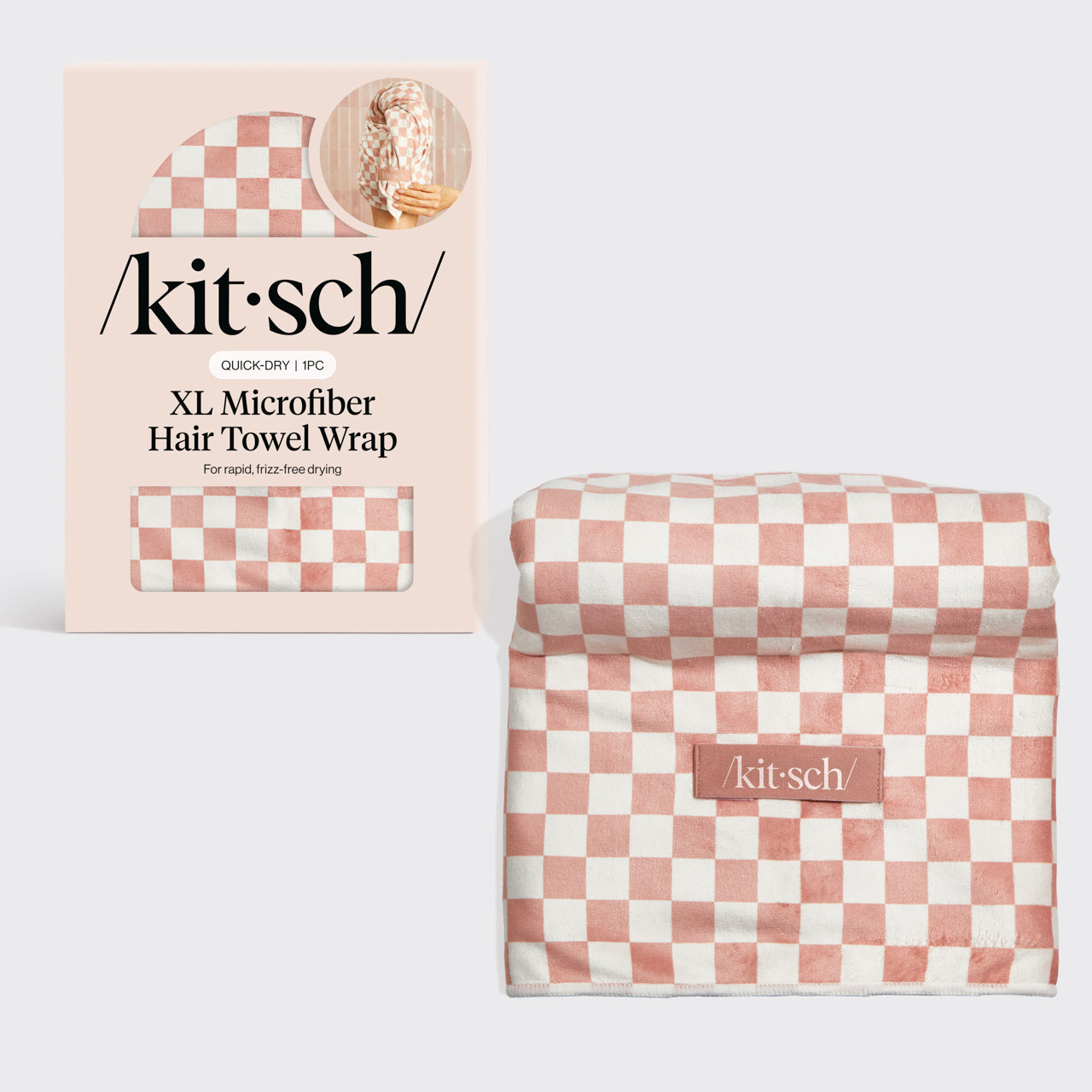 XL Sneldrogende Haarhanddoek Wrap - Checker