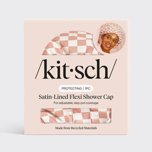 Bonnet de douche Flexi doublé de satin - Terracotta Checker