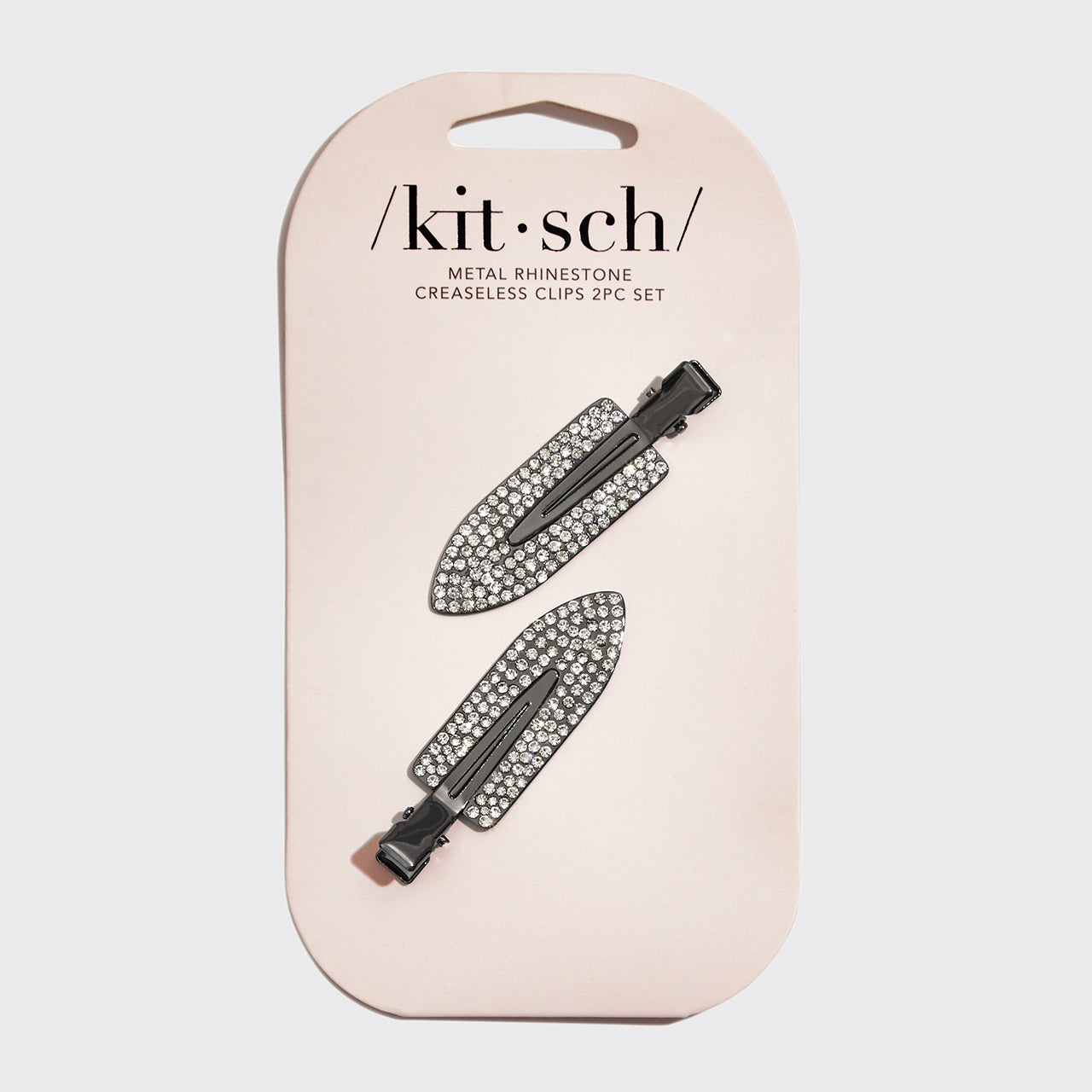Metal Rhinestone Creaseless Clips 2pc Set- Hematite