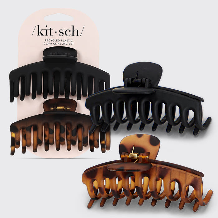 KITSCH Black & Tort Matte Claw Clips 2pc Set Oversized - hero product shot