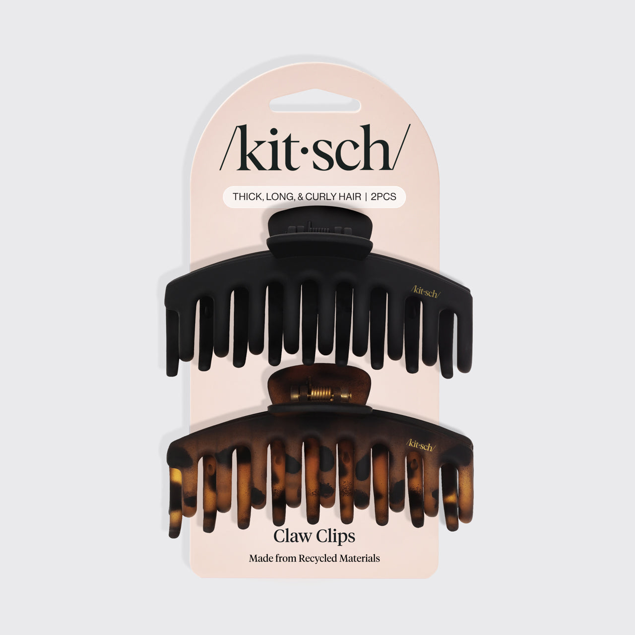 Pince à cheveux mate noire et écaille, lot de 2 pièces - Très grand format