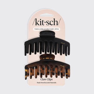 Pince à cheveux mate noire et écaille, lot de 2 pièces - Très grand format