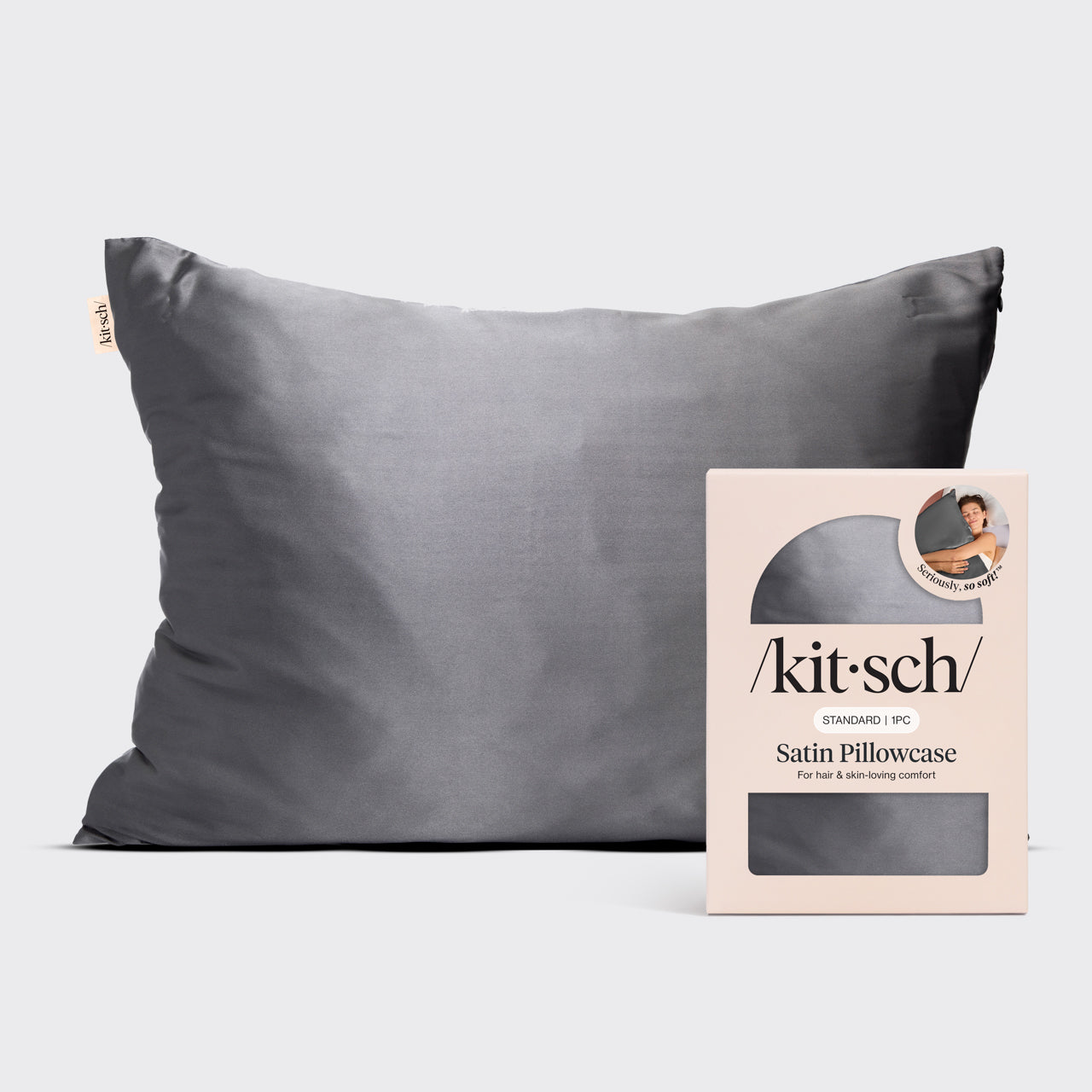 Satin Pillowcase in Charcoal