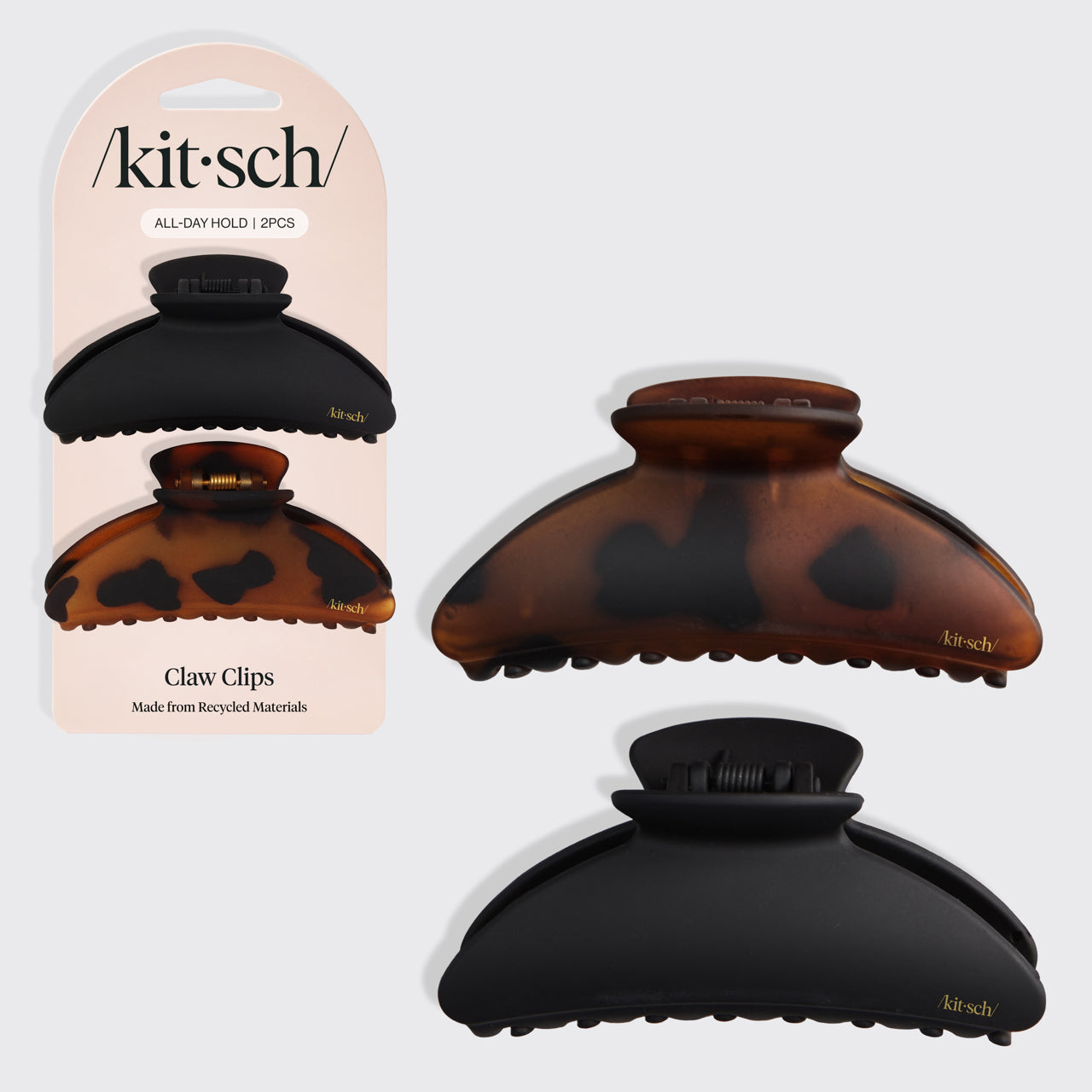 Medium Kloklipp 2 st Set - Svart & Tort