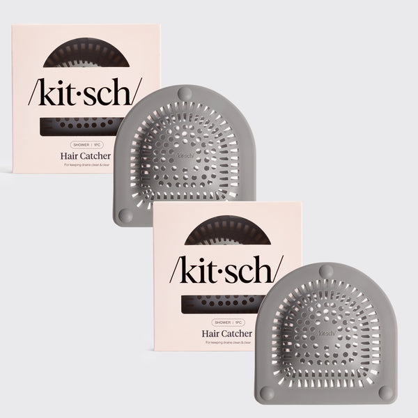KITSCH Gray Hair Catcher 2-Pack for shower drains — catches hair to keep your drain clean & clear