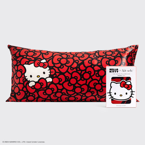 Hello Kitty x KITSCH Kitty Bathes in a Sea of Bows King Satin Pillowcase — hero view