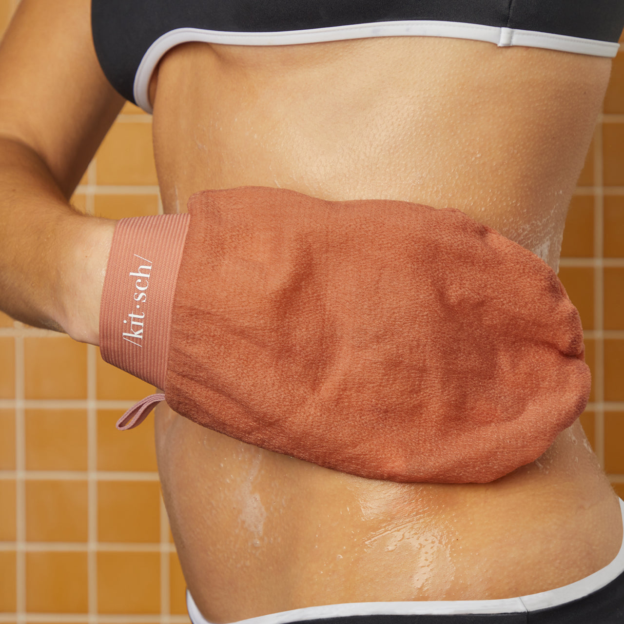 Black & Terracota Exfoliating Gloves 2pc Set