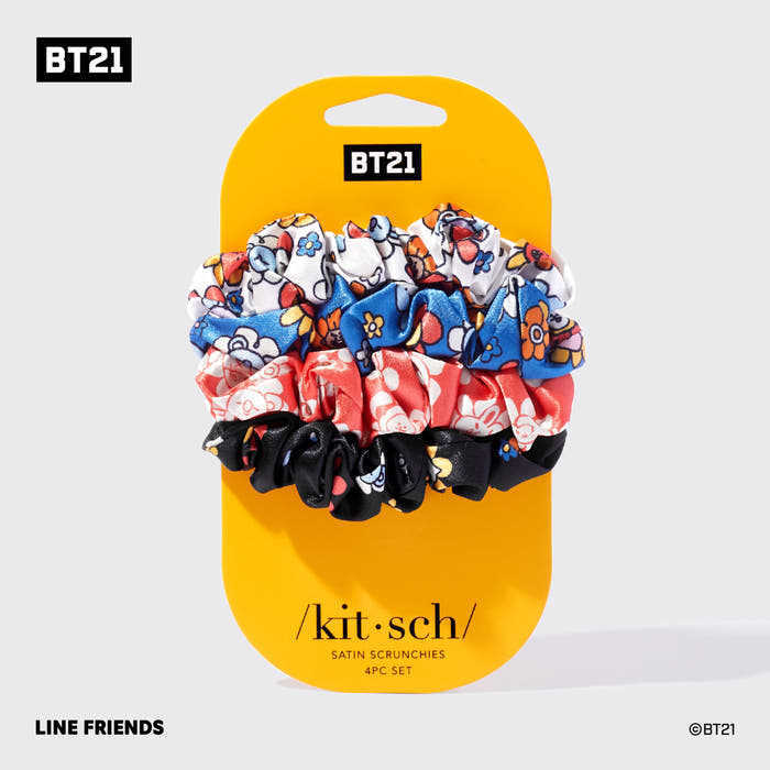 Kitsch x BT21 Set da 4 pezzi di scrunchies per il sonno in raso