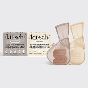 Set shampoo e balsamo all'acqua di riso + sacchetti salva-barrette