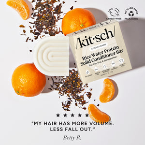 KITSCH Rice Water Shampoo & Conditioner Bar Combo for Hair Growth — 5-star customer review for strengthening rice water conditioner bar — nourishing cleanse to encourage overall hair length & density — pH balanced and safe for color-treated hair