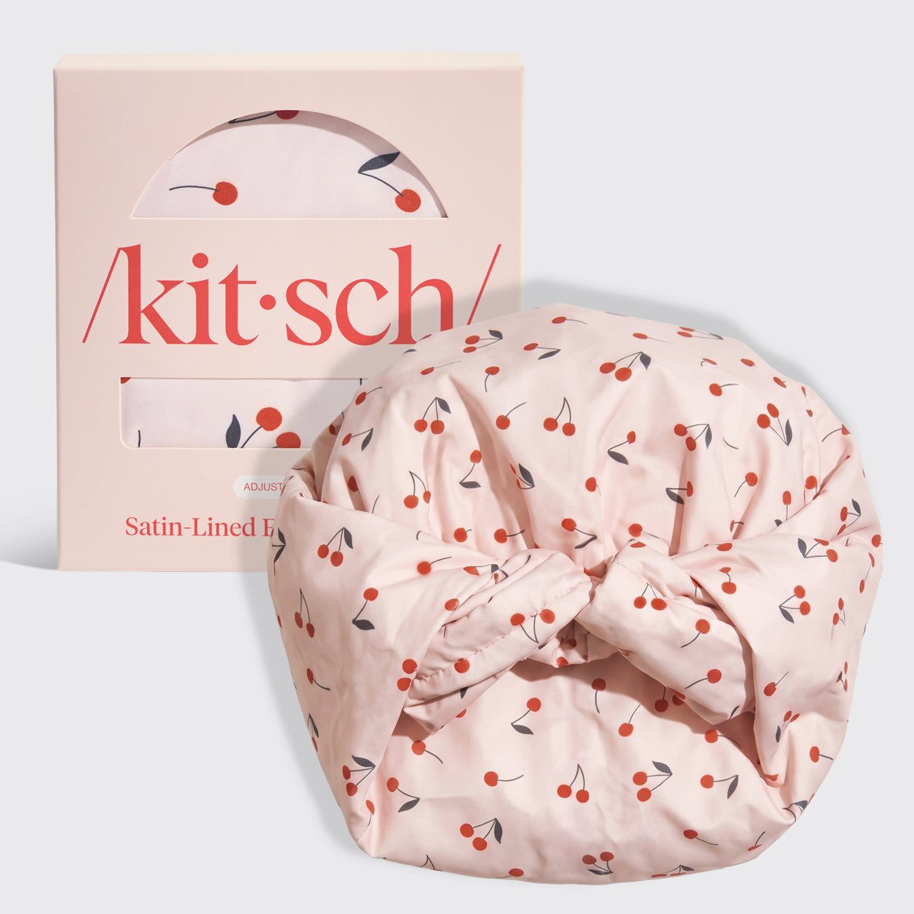 Satinklädd Flexi Duschmössa - Körsbärstryck