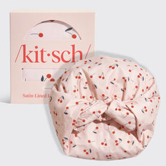 Bonnet de douche en satin - Cerises