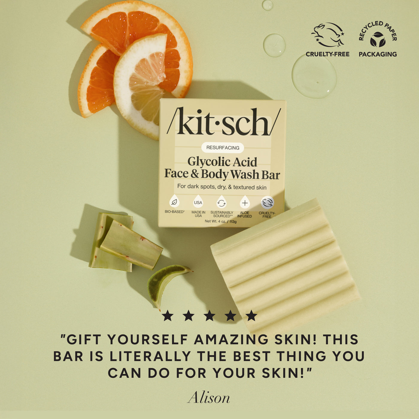 Nettoyant exfoliant pour le visage et le corps à l'acide glycolique