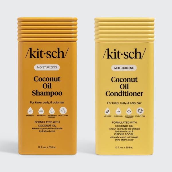 KITSCH Moisturizing Coconut Oil Shampoo & Conditioner Combo set, 12 fl oz each, for kinky, curly & coily hair